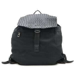 BOTTEGA VENETA Black Leather Intrecciato Backpack